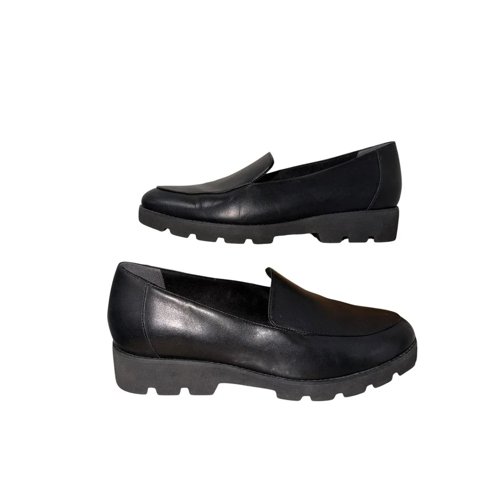 Vionic Kensley Loafers Black Leather Lug Sole Comfort Shoes Women's 11 EU 42